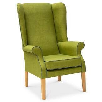 NHC Deluxe High Back Wing Chair - Lime (Duck Egg Piping)
